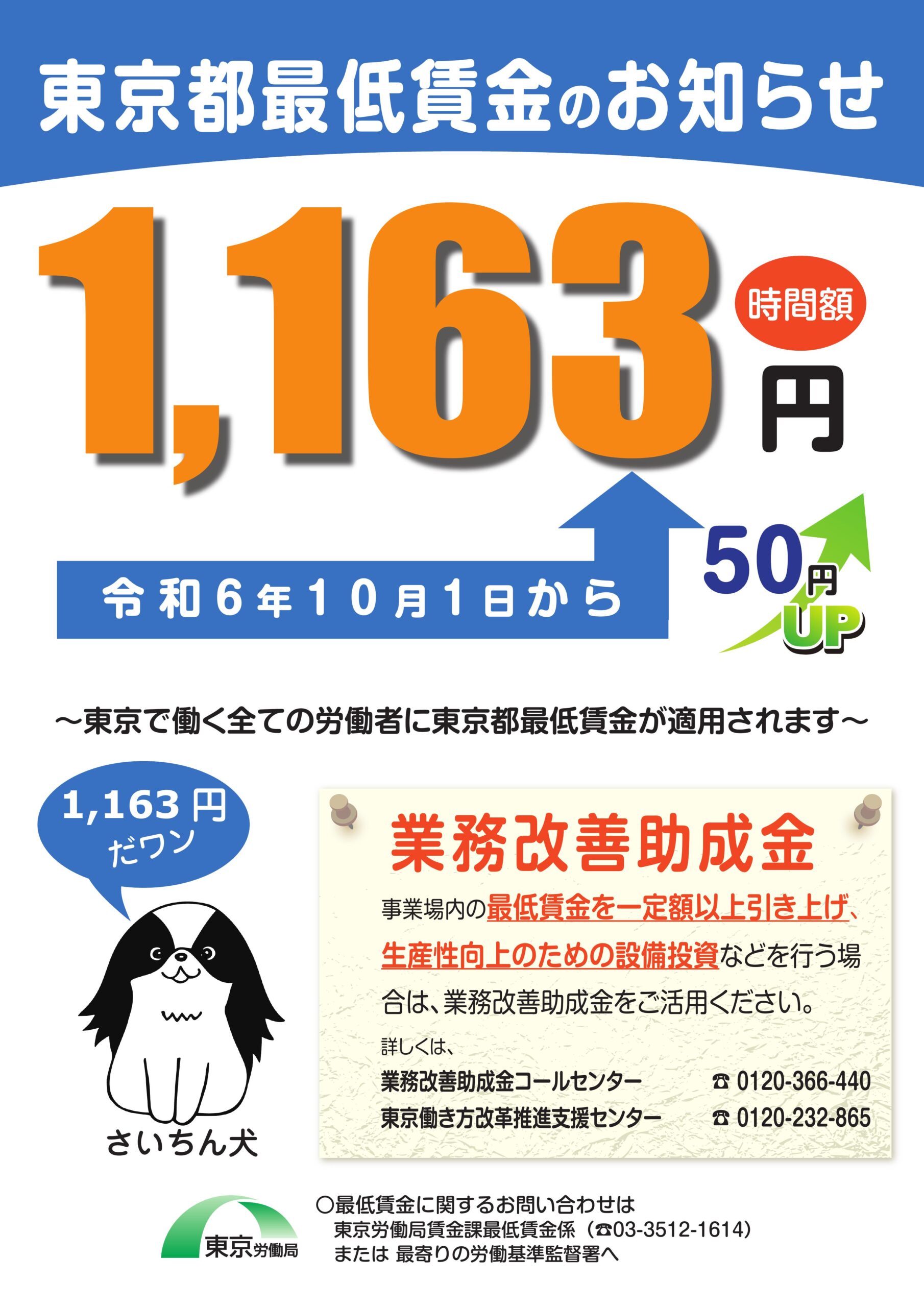 10月から東京都最低賃金を1,163円に改定！