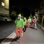 ④坂東防犯部長「蓮沼西町会、防犯パトロール隊です。防犯パトロールを実施しています。」