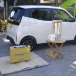 ②日産サクラ。電気自動車のバッテリーは災害時の電源となる