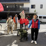 ①蓮沼公園から志村一小に向かう。年々参加者は減少ぎみ