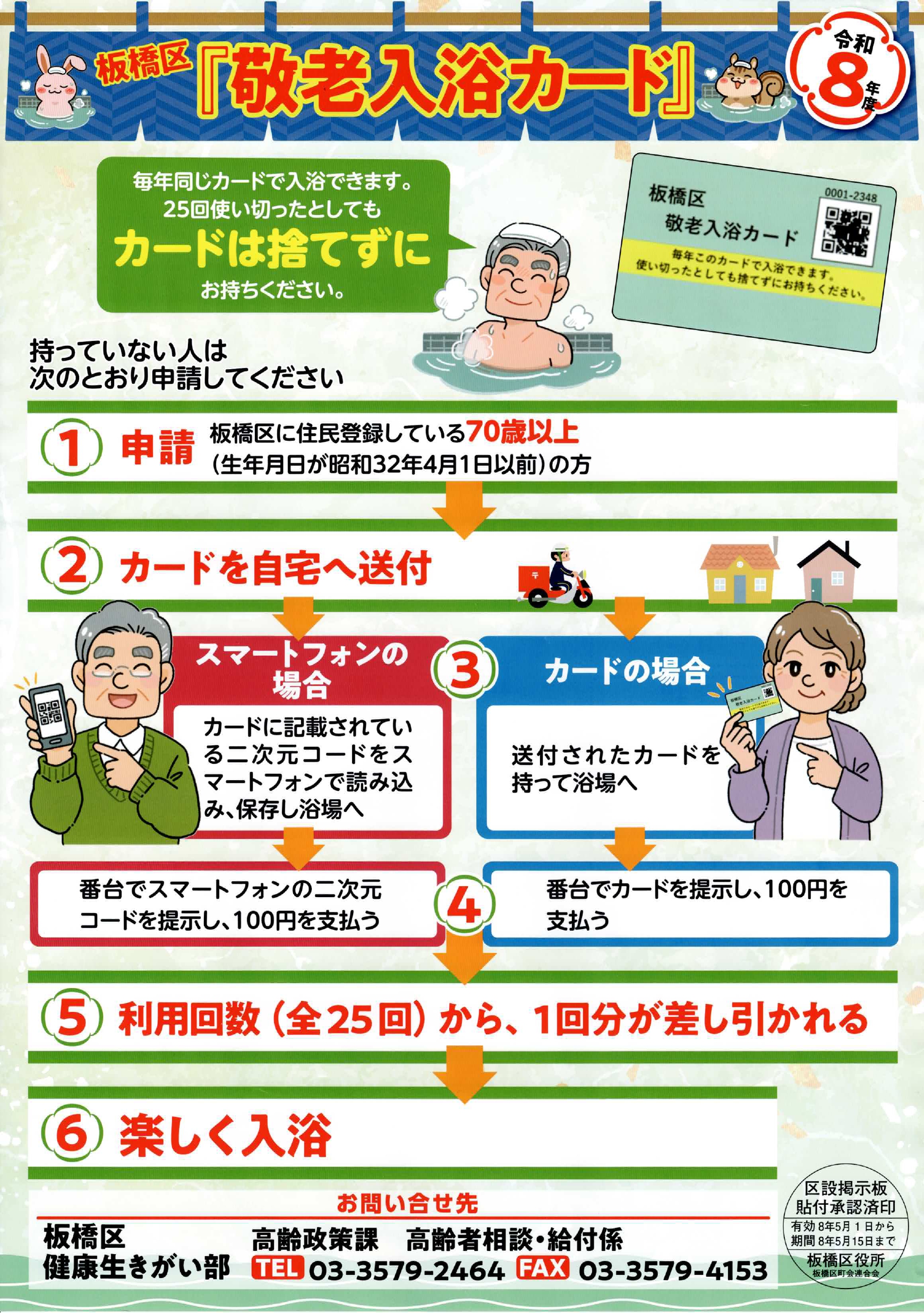 （掲示板）敬老入浴カード